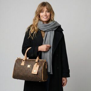 Diane Von Furstenberg Monogram Vegan Vintage Weekender Travel Tote Carry On Bag